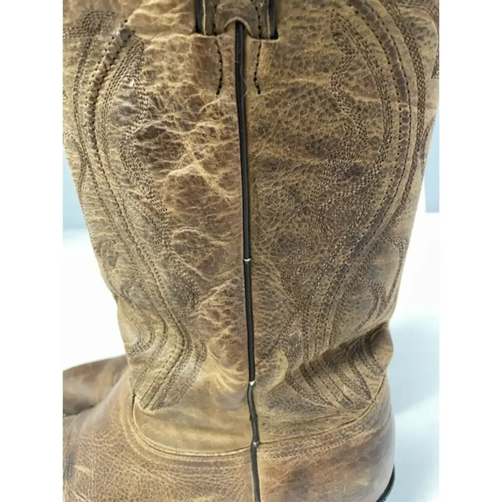 Cowboy Boots Men 9.5D Brown Western Leather Rustic Rodeo Country Americana Ranch